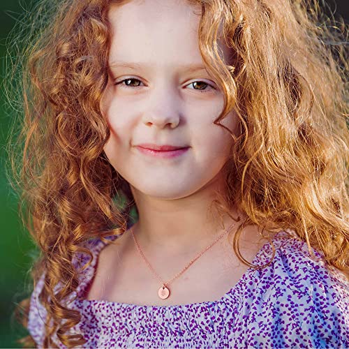 Hidepoo Disc Initial Necklace For Girls Gifts - 14K Rose Gold Filled Personalized Letter Necklace Tiny Double Side Engraved Initial Necklace Gifts For Women Teens Girls Birthday Gifts Pendant A #TOP1