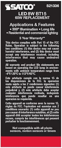 Miniatura 7 de Satco 6Pk 8w BT15 LED 5000K base mediana regulable - 60w equiv