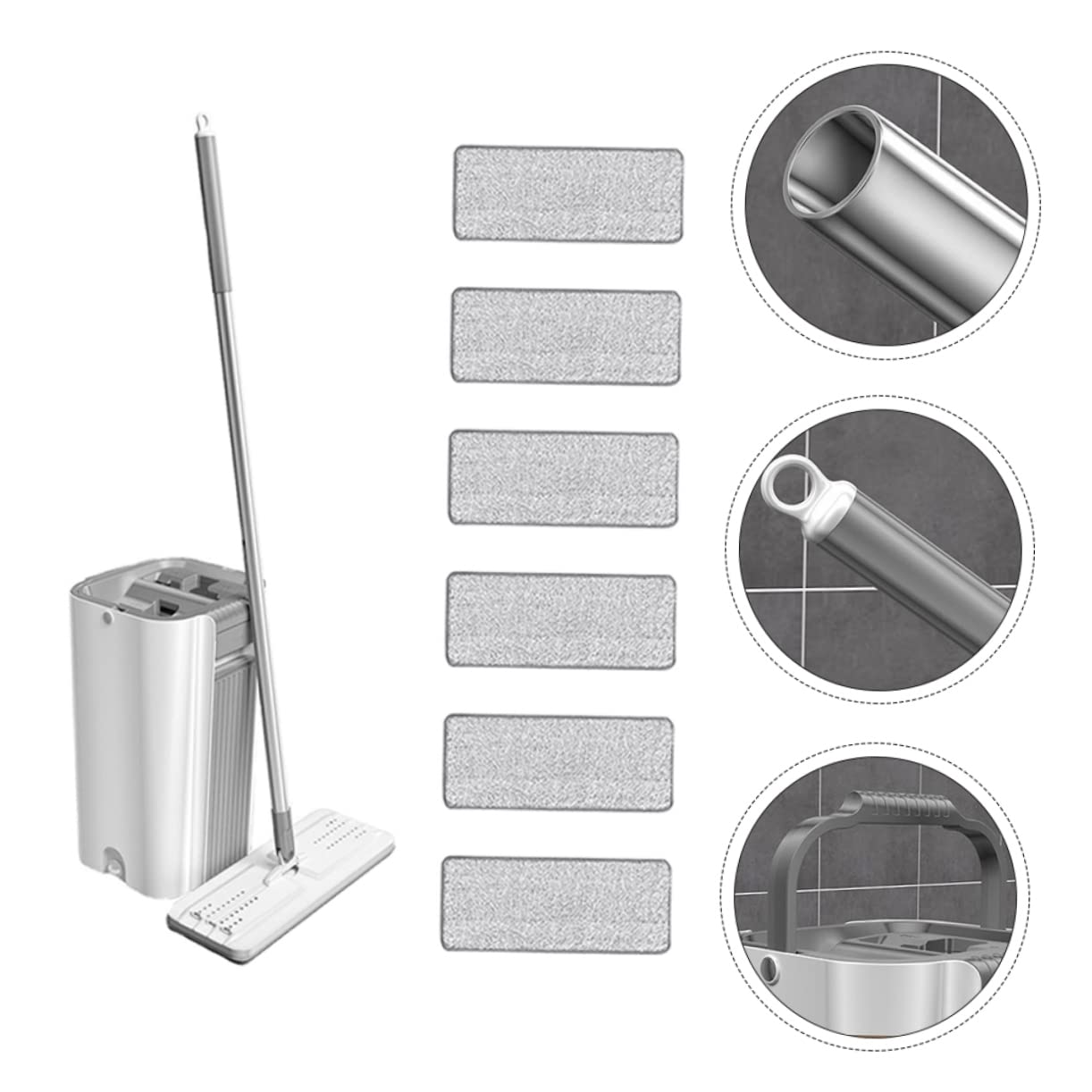 Cabilock Kit de Fregona Práctico Microfibra y Mango Integrado Antideslizante para Limpieza de Suelos Hogar y Habitaciones Limpias