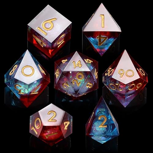 Silph PLC DND - Juego de dados de 7 piezas, accesorios de dados de borde afilado con caja para MTG, dados para juegos de rol y moldes de dados de