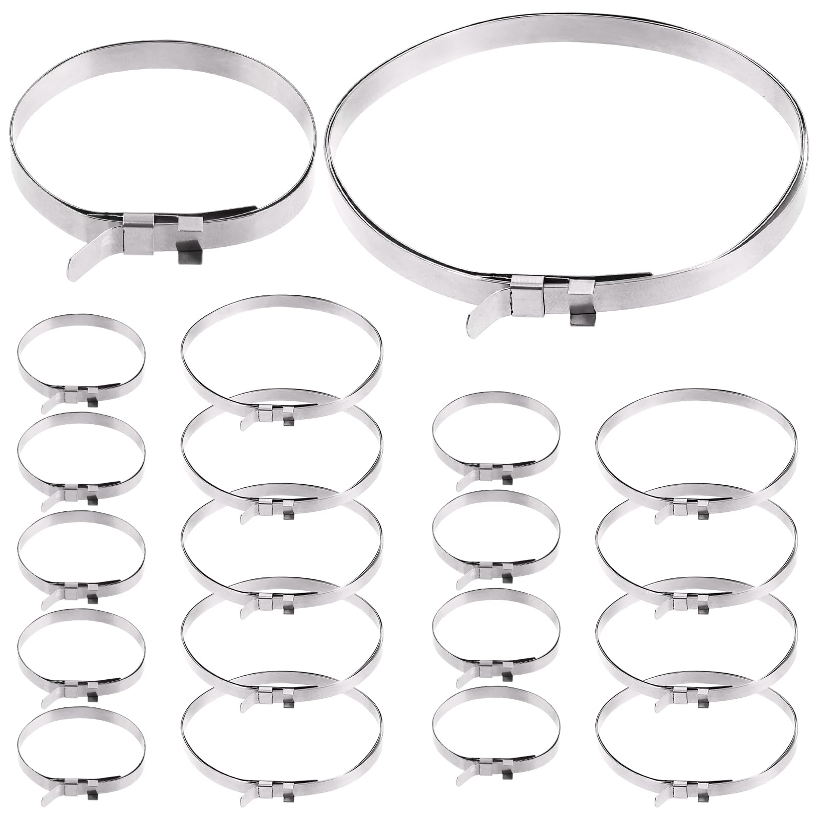 Swpeet 10Set Stainless Steel CV Boot Clamps Kit, 10Pcs Small & 10Pcs Large Crimp Bands, 1.8", 3.5", 1.8"