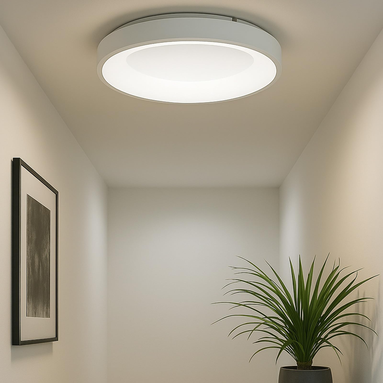 Alpinaluz Plafón LED de 36W Ø40cm 4500lm con Selector de Color CCT 3000K/4000K/6000K, Diseño Redondo en Metal Blanco y Luz Lateral CRI85, para Salón y Comedor