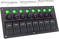 Vista 6 de Panel de interruptor basculante de 8 bandas para barco, panel de interruptores marinos, impermeables, con disyuntor, panel de interruptor