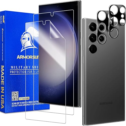 ArmorSuit MilitaryShield - Protector de pantalla de película para Samsung Galaxy S23 Ultra de 6.8 pulgadas + protector de lente de cámara de vidrio