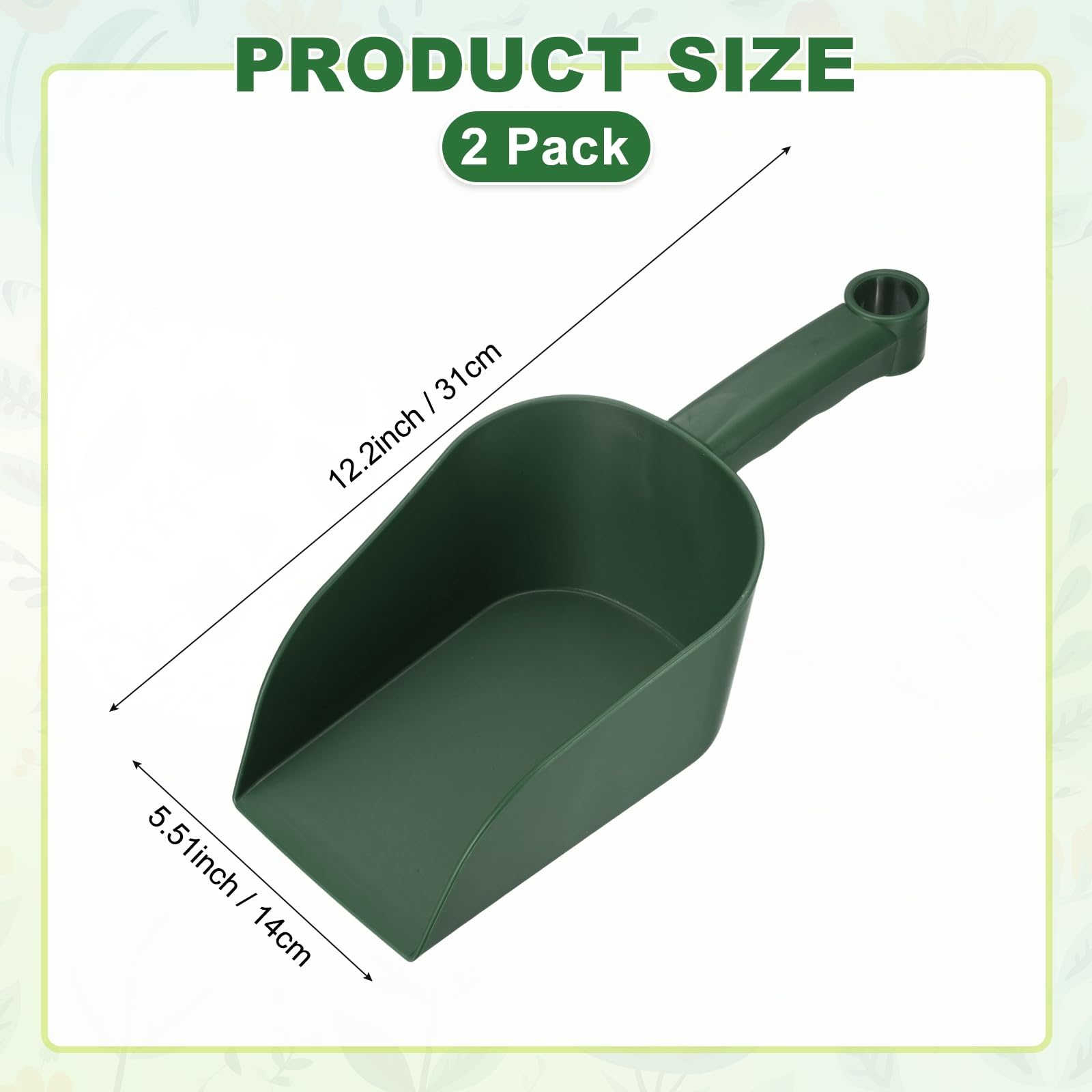 M METERXITY 2-Pack Pelle De Jardin Pelle À Main, 31cm/12.2 Pouces Outils De Jardinage en Plastique pour Creuser, Transplanter, Aérer Le Sol Et Planter, Manche Ergonomique [Vert Foncé]