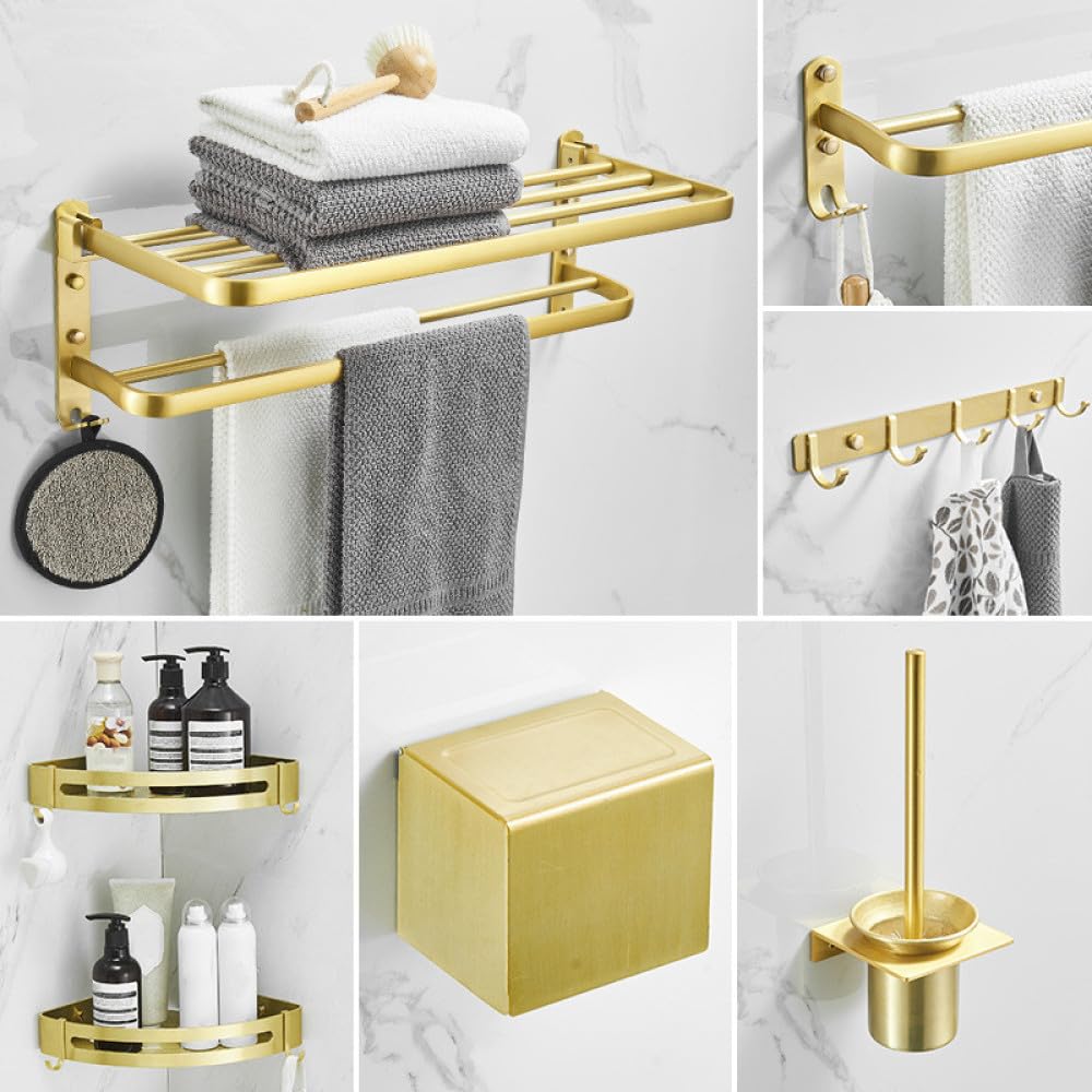 Juego de accesorios de baño cepillados, estante esquinero, soporte para papel higiénico, soporte para cepillo de inodoro, estante cuadrado, kit de accesorios de baño