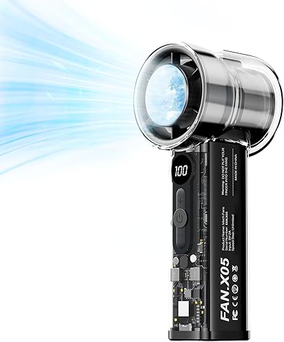 Ventilador turbo portátil de mano de 8000 mAh, velocidad (1-100) mini ventiladores ajustables ventilador personal recargable con compresa de hielo