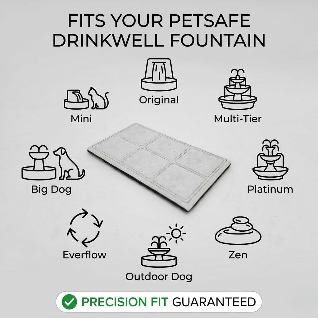 12-Pack Premium Activated Carbon Replacement Filters Compatible with PetSafe Drinkwell Original, Platinum, Big Dog, Multi-Tier, Outdoor Dog, Mini, Zen & Everflow Pet Fountains image 3