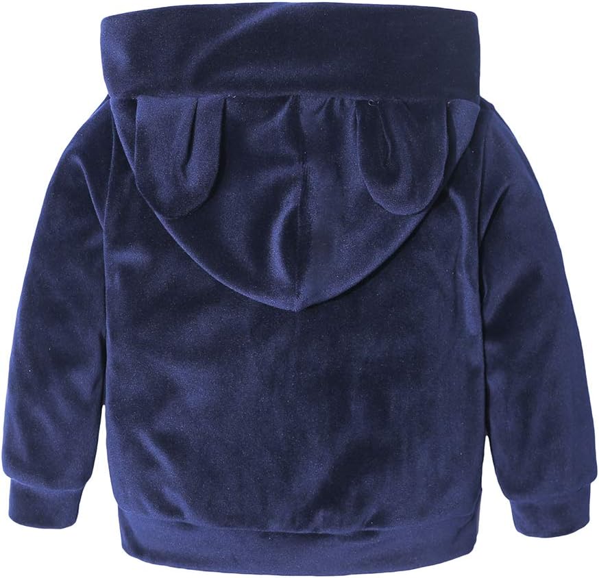 Kids Tales Baby Boys Girls Velvet Sweatsuit Cute Ear Hooded Fleece Pullover and Pants Outfits Set - Image 2