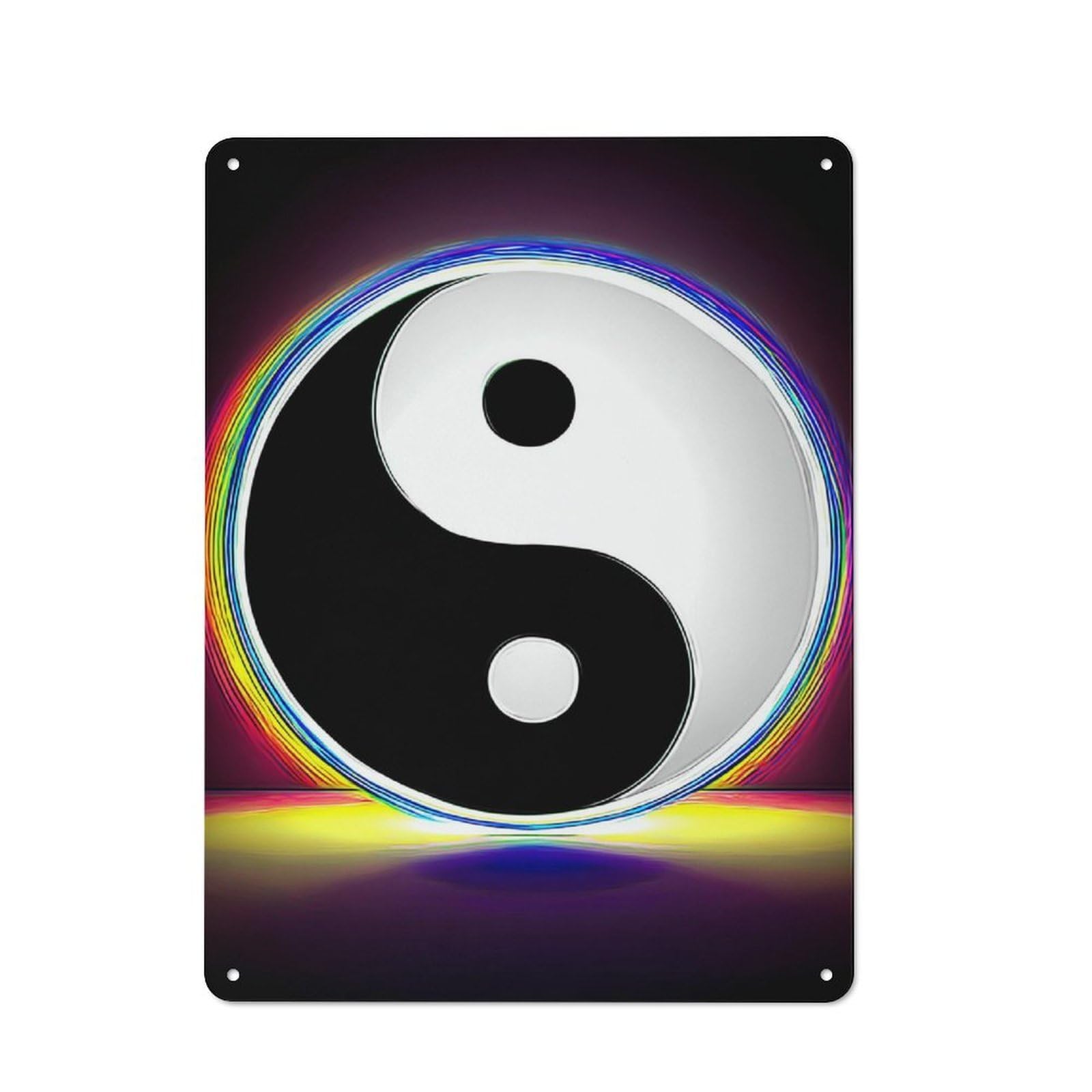 Colorful Yin Yang Symbol Art Metal Wall Sign 40x30cm, Rustic Classic Pub Decor for Cafe, Pub, Workshop Or Home Bar