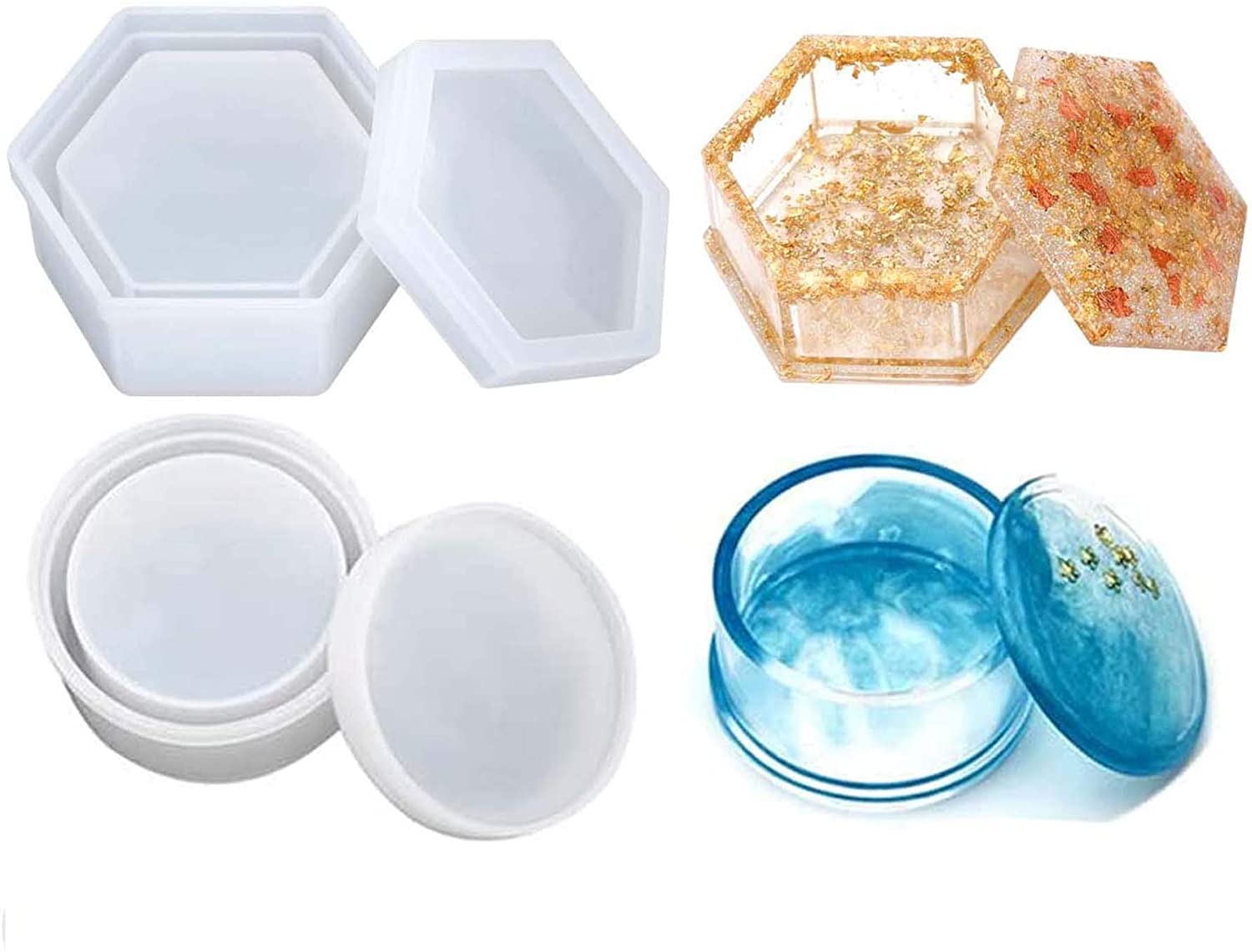 URBAN BOX Silicone Jewelry Box Resin Molds With Lid For Making Gift Box Epoxy Mold, Jewelry Storage Container For Earrings, Necklaces, Rings, Studs, Bracelet (Combo Pack of 2(R, H), White) (B09JP5525D) Amazon Price History, Amazon Price Tracker