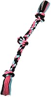 Mammoth Flossy Chews 3-Knot Rope Tug Toy for Dogs - 20 Inch Cotton-Poly Dental Floss & Tug of War Toy