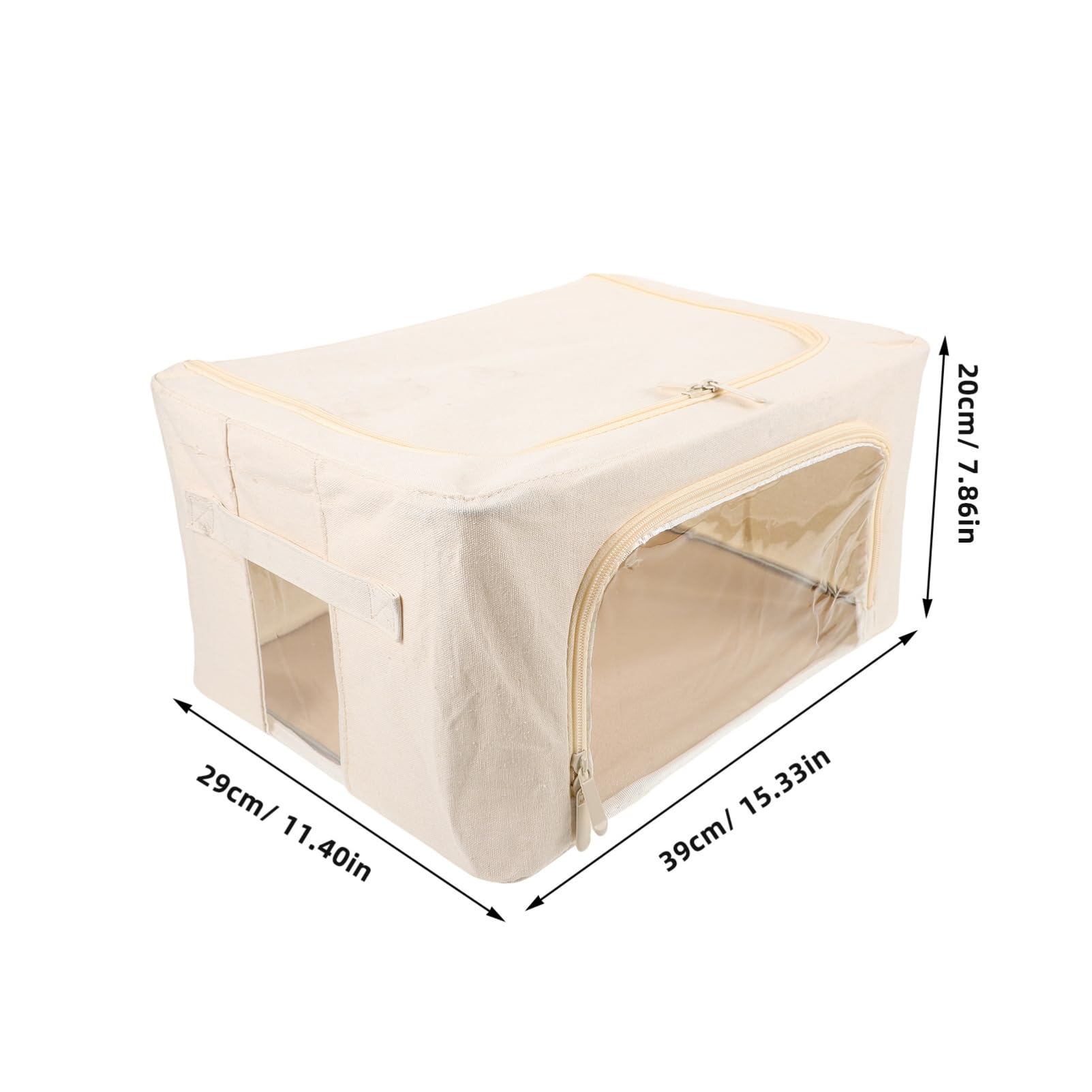 Contenitore per Trapunte Pieghevole Finestra Trasparente Beige | Tela Poliestere-cotone Telaio in Acciaio, Capienza Grande 22l, per Coperte e Giocattoli