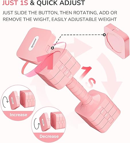 Miniatura 5 de Juego de mancuernas ajustables de 16 libras y 20 libras, juego de mancuernas para mujeres y hombres, pesas de mano, par de mancuernas para