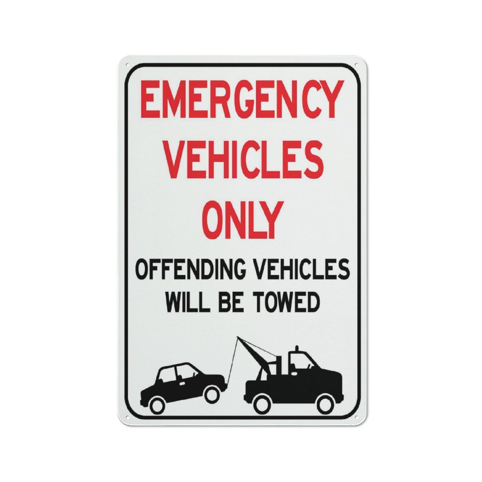 Emergency Vehicles Only Sign 12 X 8 Inch Metal Sign, Rustproof Aluminum, Multicolor