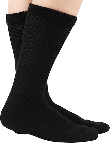 Miniatura 4 de Calcetines para diabéticos con parte superior no vinculante y suela acolchada para hombres y mujeres, 6 pares (XL, negro)