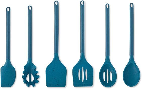 Core Kitchen Silicone and Wheat Fiber Cooking Utensils 6-Piece Set - Blue Sapphire