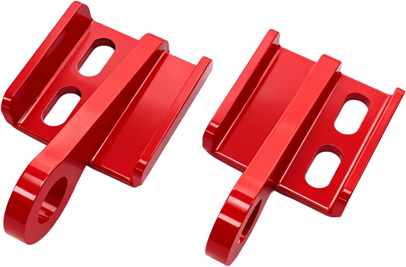 YunGlee Front Tow Hooks Compatible with 2024-2026 4 Runner and Tacoma, Heavy Duty Steel Recovery Hook Replacement, Red Powder Coated Off-Road Bumper Towing Brackets, Left & Right (Pair)