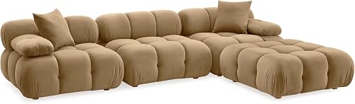 Tov Furniture Calliope 4-Piece Modular Sectional (Velvet, Brown)