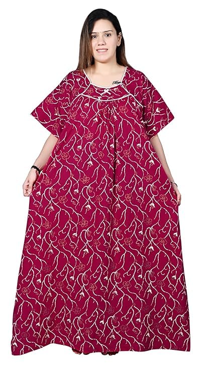 bindass female collection Plus Size Nighty for Women 5XL-10XL | Cotton Maxi Night Dress Gown | Soft Printed Sleepwear & Loungewear for Curvy Ladies-picture-23