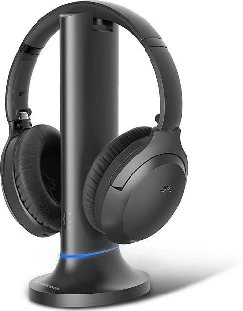 Avantree Opera 35Hrs Comfortable Wireless Headphones for TV Listening with Bluetooth 5.0 Transmitter & Charging Stand, Clear Dialogue Mode, Passthrough, High Volume for Seniors, 164FT Long Range