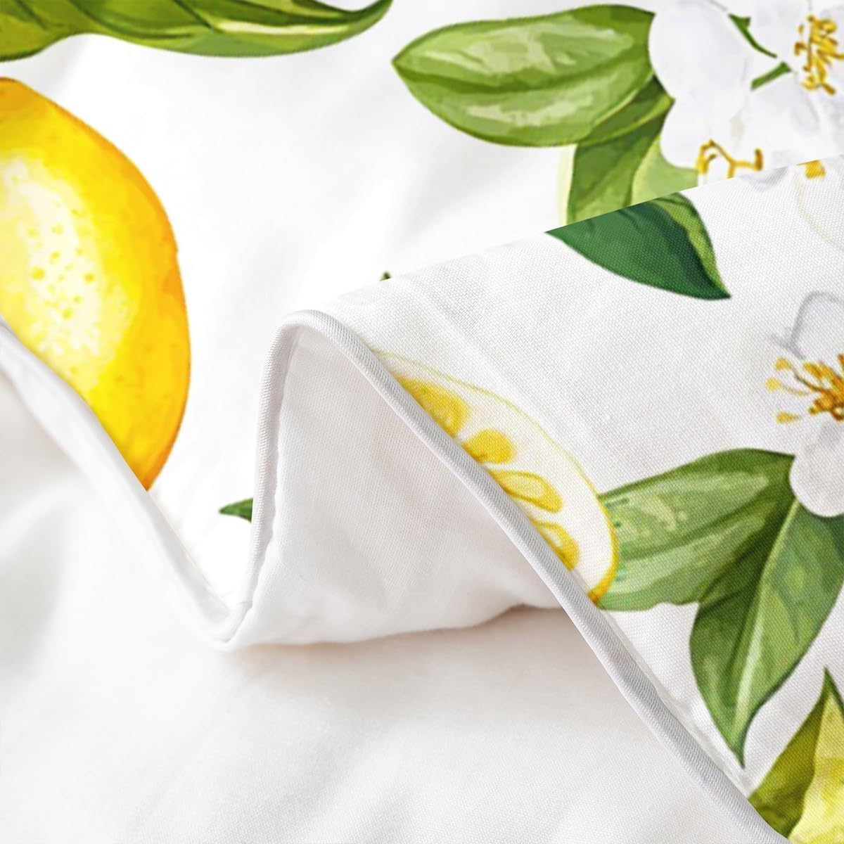 Lemon Pattern Bedding Duvet Cover 100% Cotton Set Queen Size Lemon Floral Bedding Set for Kids Boys Girls Decor Summer Fruit Comforter Cover Set Nature Bedspread Cover Bedroom Bedclothes