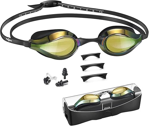 Gafas de natación, con correa para la cabeza, gafas de natación, visión clara, antivaho y deslumbramiento, sin fugas para adultos y niños