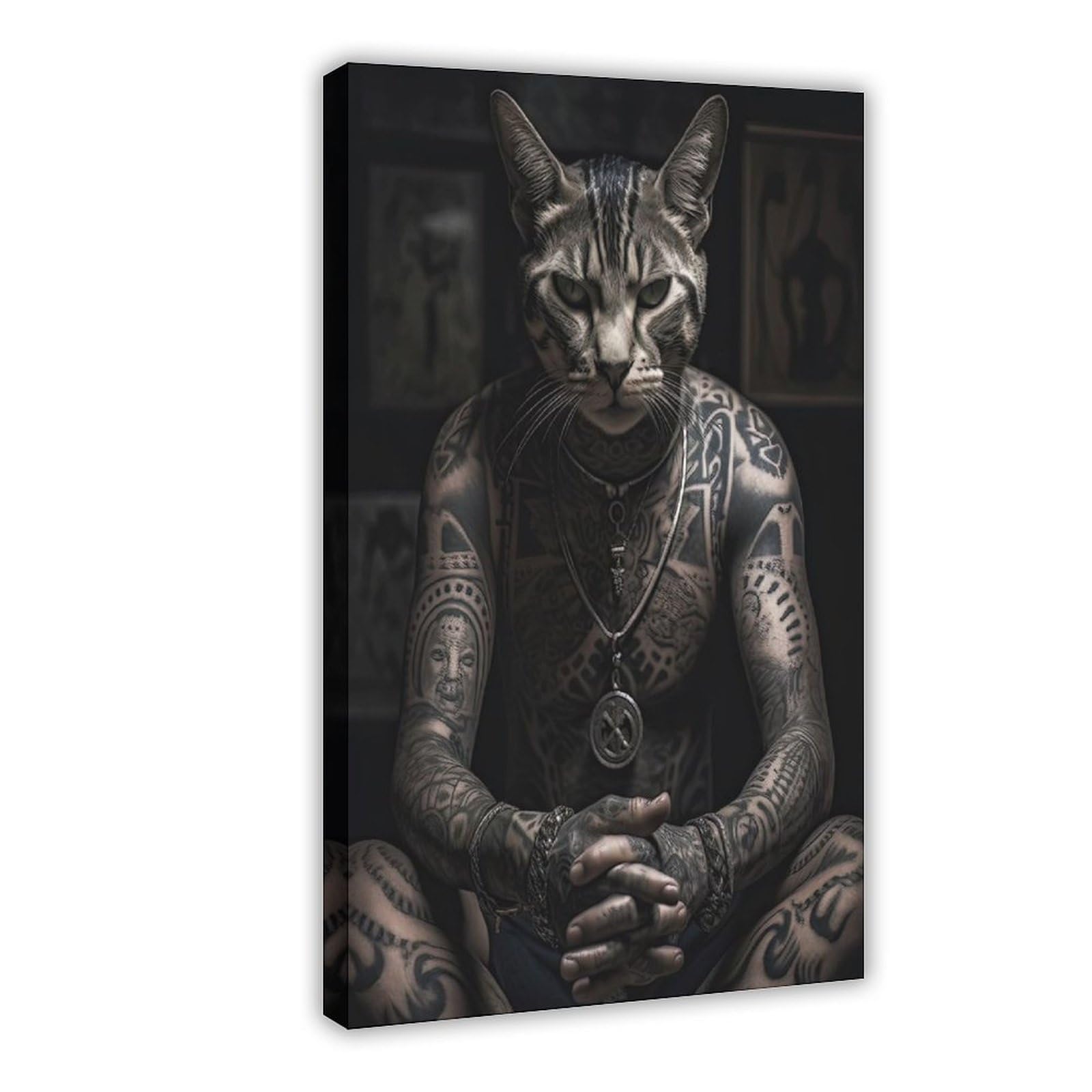Bareronor Gangster Abstract Cat Canvas Poster Bedroom Decor Landscape Office Room Decor Gift 24" L X 36" W