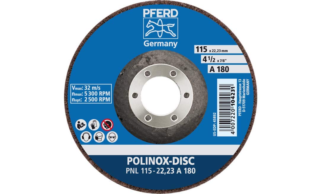 Pferd 44692259 Polinox Schleifdisc PNL-Ø 115 mm, Breite: 20 mm, RPM: 5.300-Korngröße: 180