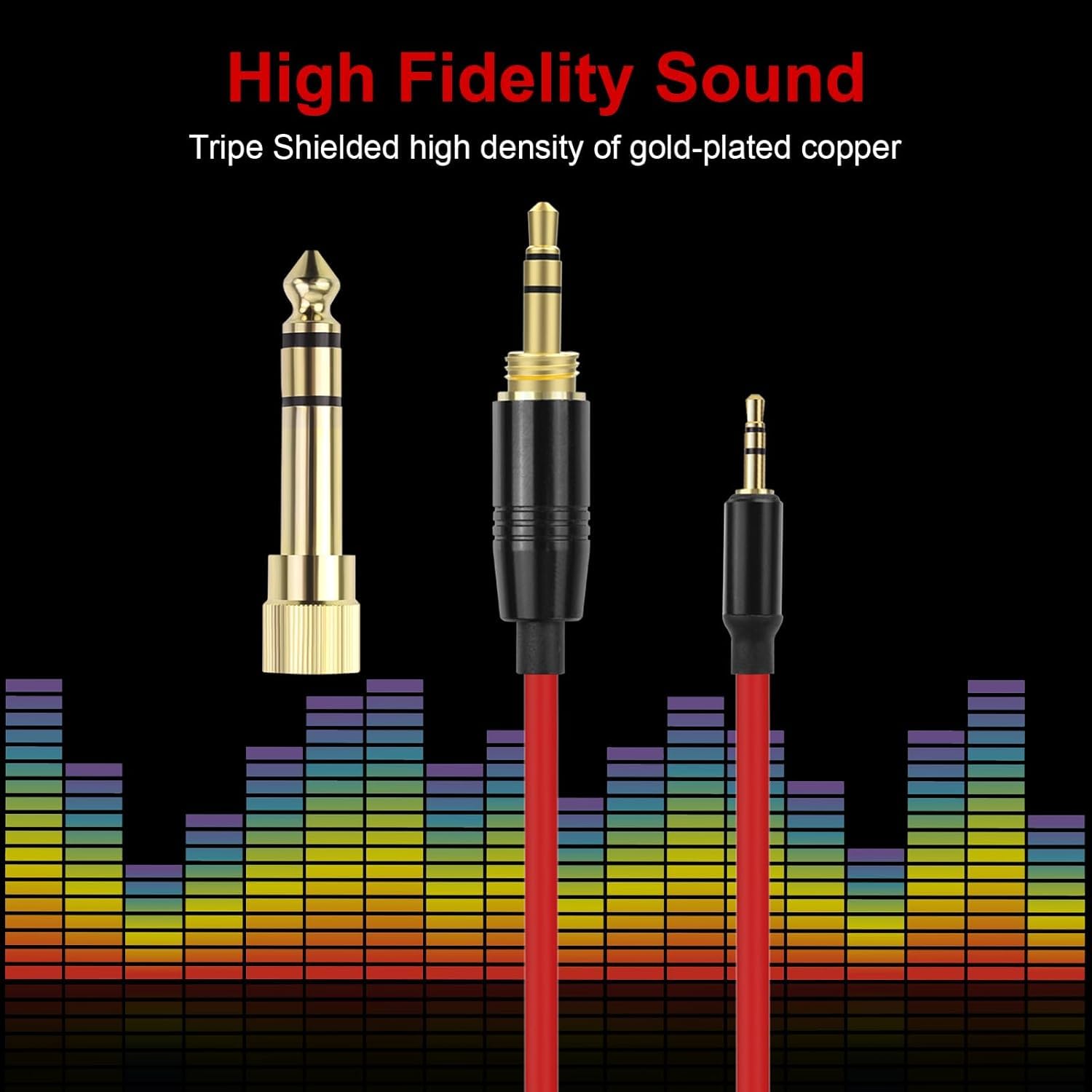 QC45 Coiled Audio Cable,Replacement Audio Cable Cord Compatible with Bose QC45/QC35/QC35 II/NC700 Headphones,2.5mm to 3.5mm(1/8") Extension Wire with 6.35mm(1/4") 6-16ft (Red) image 4