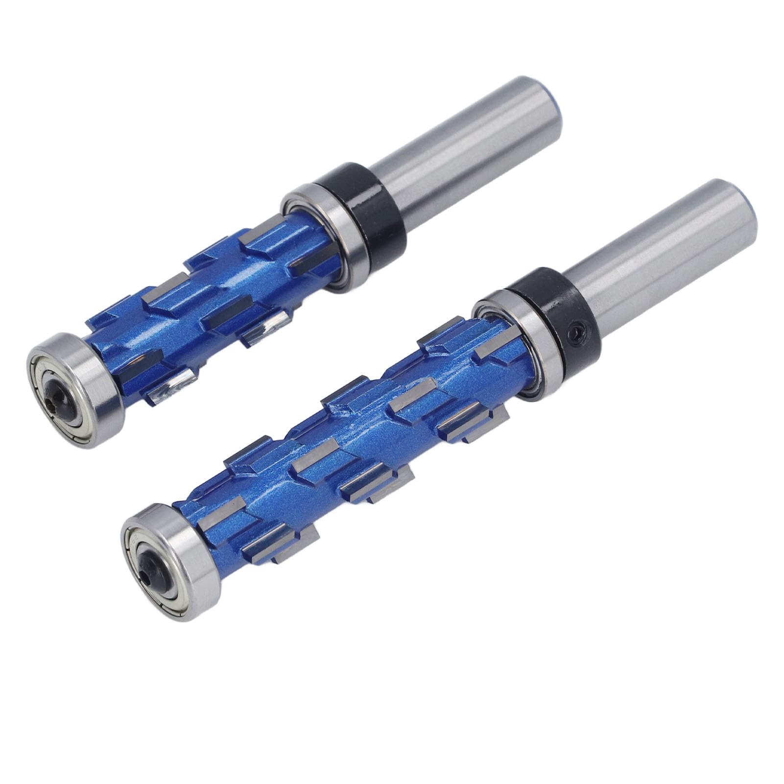 Double Bearing Flush Trim Spiral Router Bit Set, 1/2in Shank 3/4in Diameter, Tungsten Carbide Material, Efficient Woodworking Tool with Glossy Finish, 1?11/16 and 2?9/16 Cutting Le