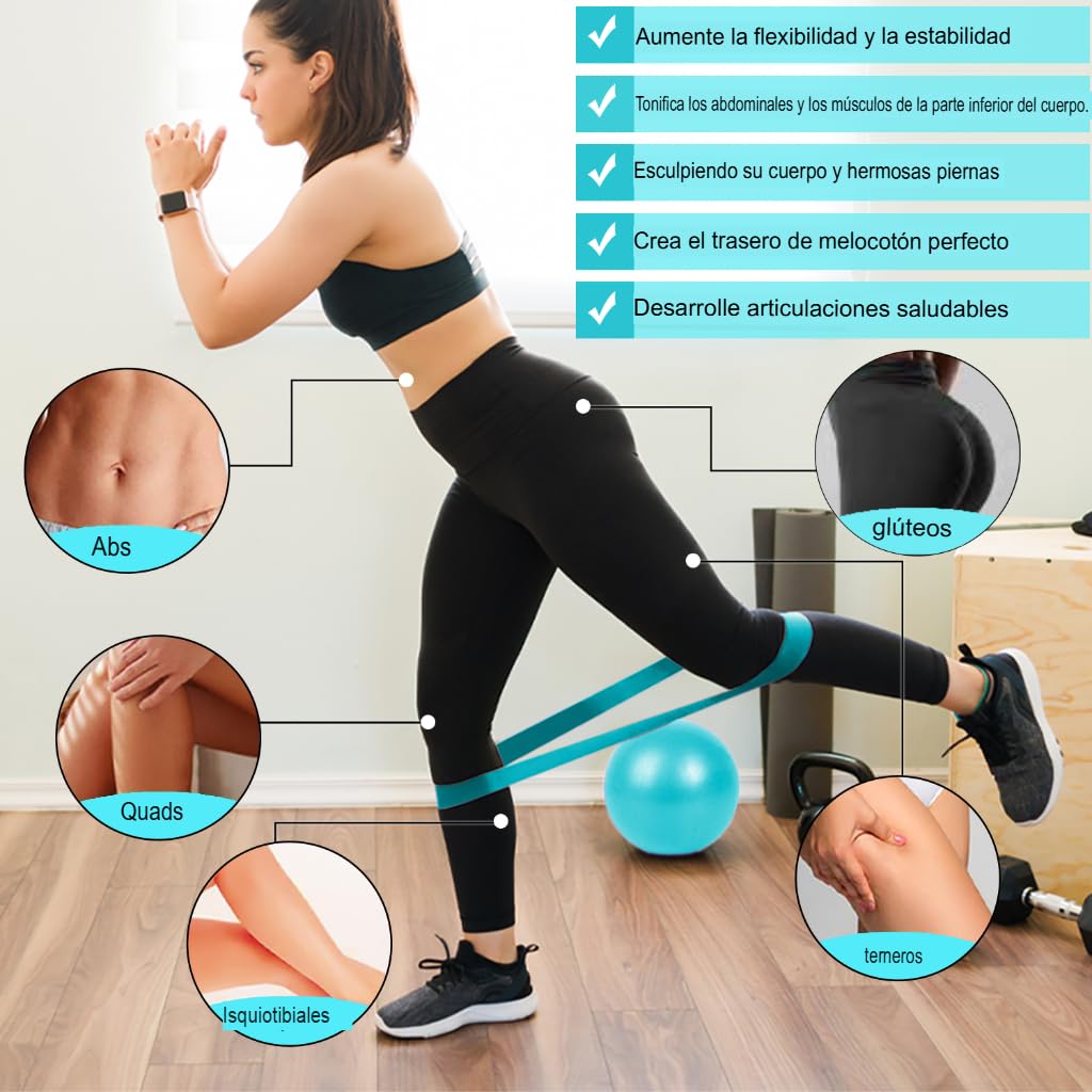 Kit Pilates Casa 9pcs, Conjunto Yoga Pilates con Aro Pilates Mujer, Pelota Yoga, Bandas Resistencia, Correa, Elástico, Calcetines Antideslizantes, Accesorios Pilates Mujer