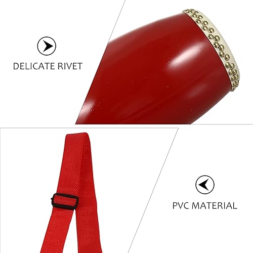 Miniatura 4 de Vaguelly Tambores de manos pequeñas, instrumentos, 1 juego de tambor de cintura de piel de vaca, tambor de cintura tradicional chino para