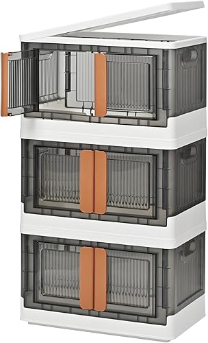 Organizador de armario de 8.4 galones y almacenamiento, contenedor de almacenamiento plegable con tapa para dormitorio, organizador de maletero de