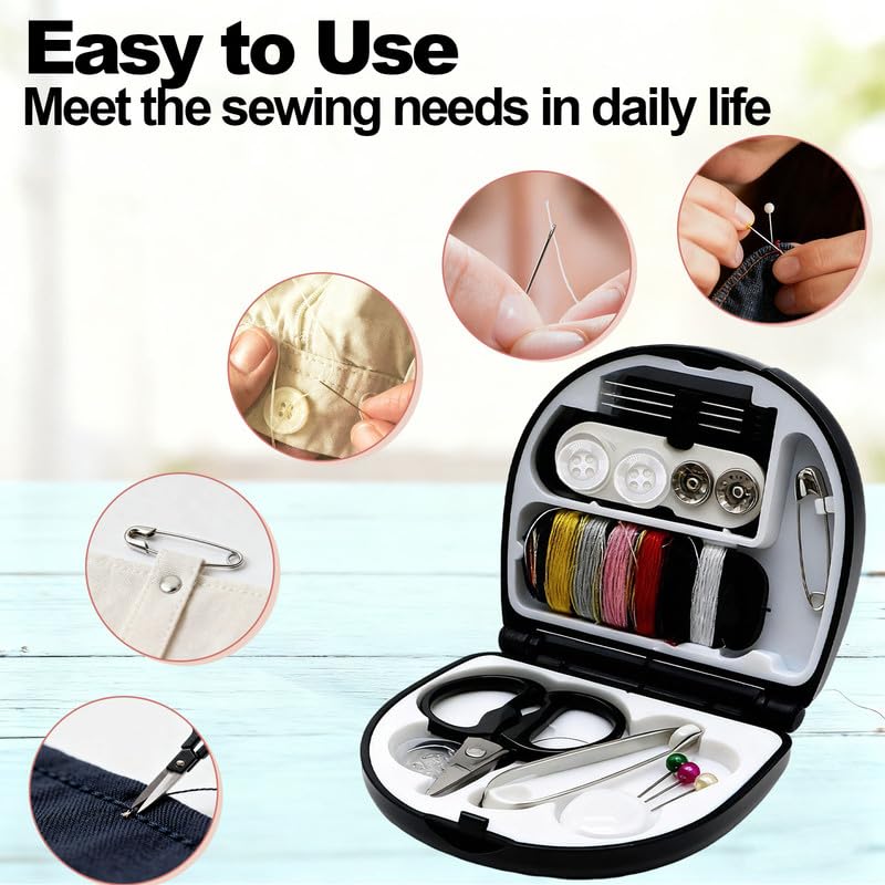 REROON Paquete de 2 mini kit de costura de viaje para regalos de Navidad, suministros de costura esenciales para dormitorio de viaje, suministros de costura para adolescentes y niños | Kit portátil de