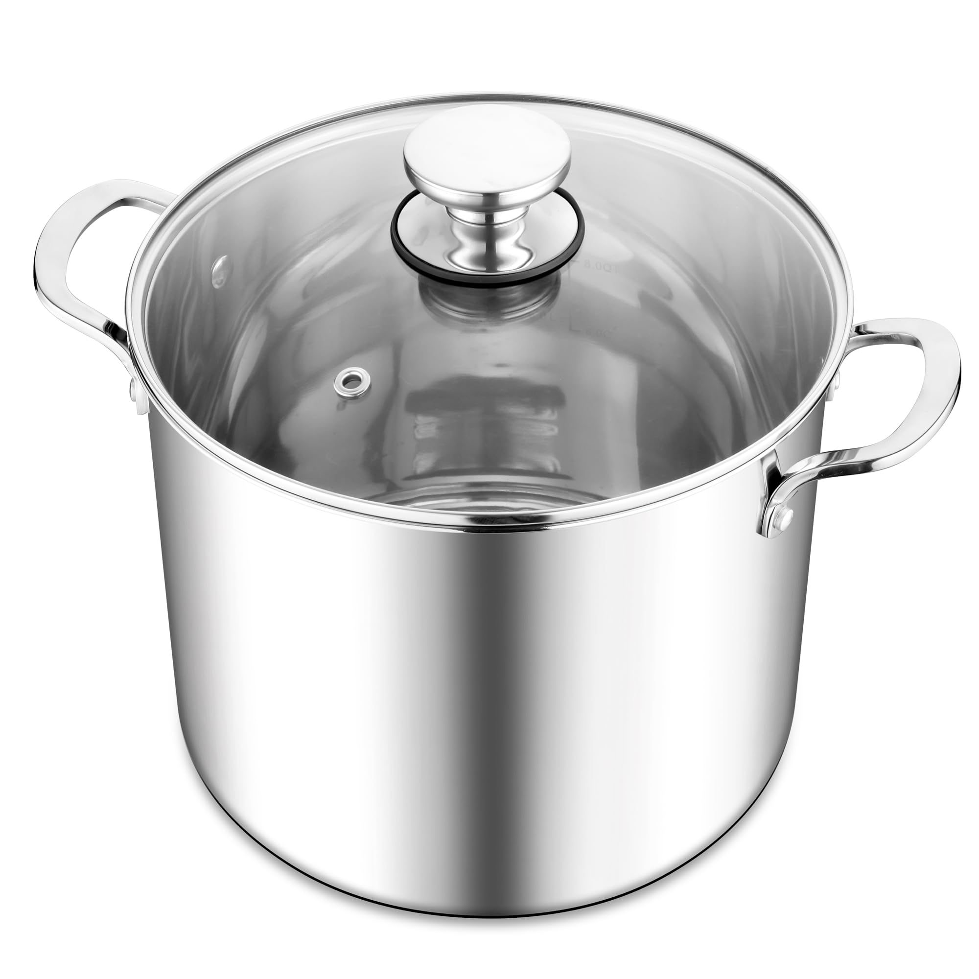 Herogo Large Tri-Ply 25cm Stainless Steel Stock Pot 10L with Visible Lid