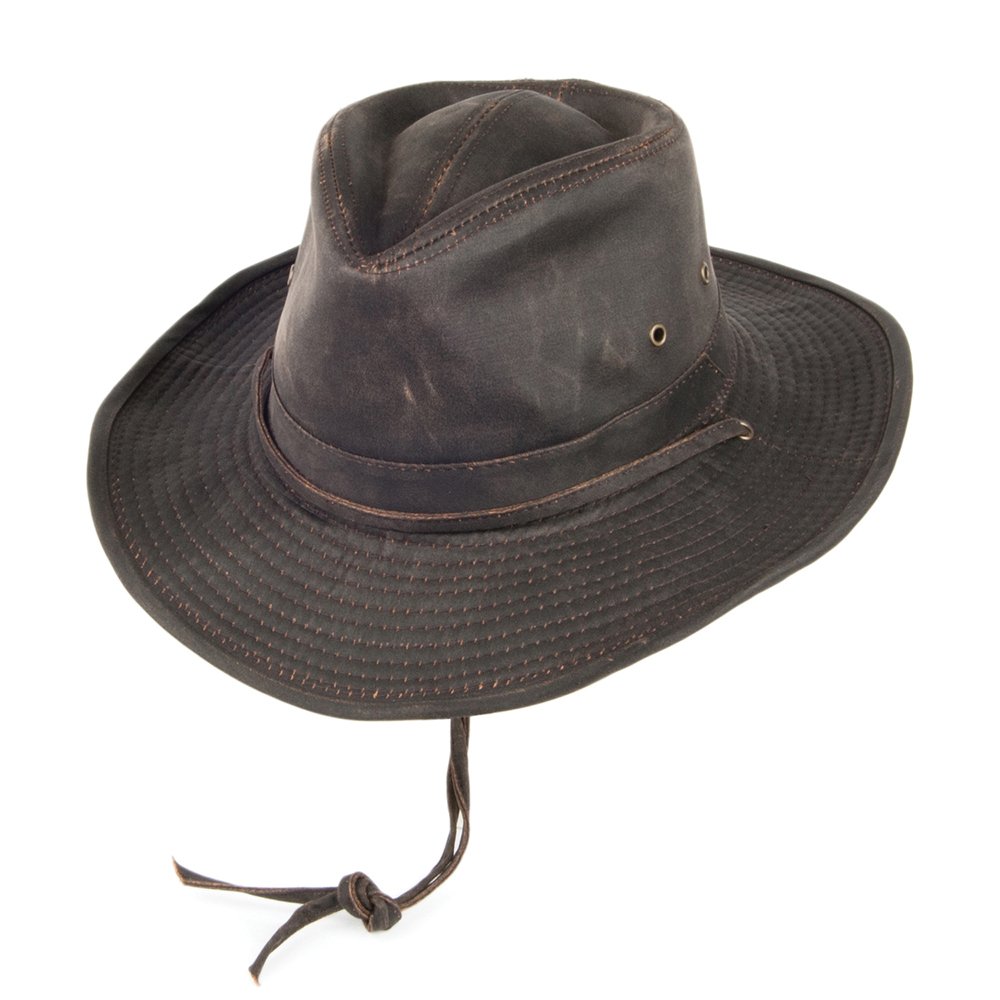 Dorfman Pacific Men's Brown Hats Weathered Cotton Outback Hat - L