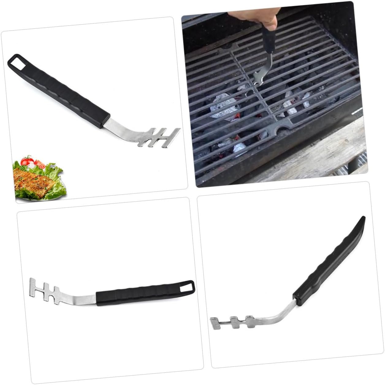 Gatuida 3pcs Stainless Steel Grill Grate Lifters Non- Bbq Grilling Tool for Safe Handling of Hot Foods for Outdoor Barbecues and Camping Trips