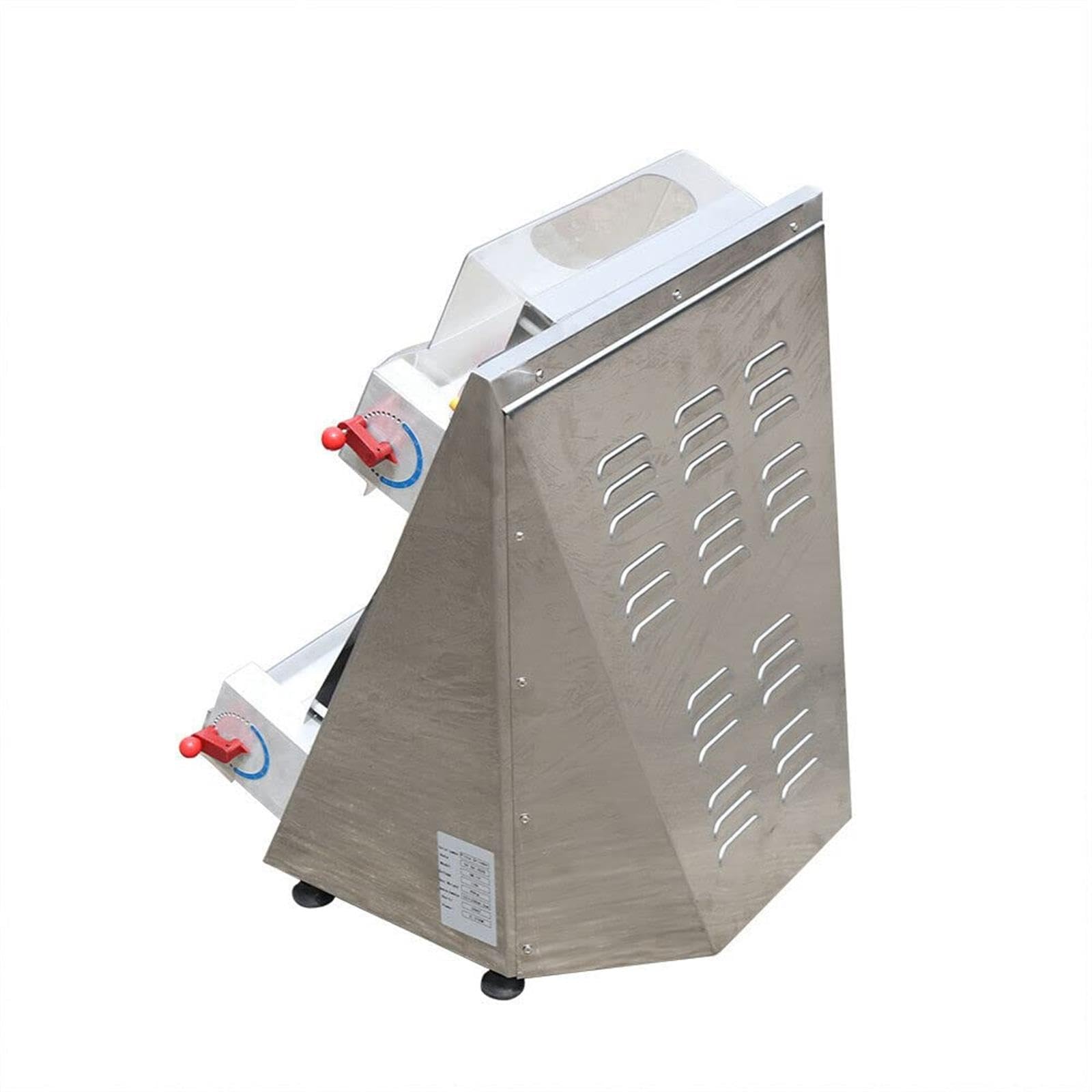 Rodillo de masa de pizza comercial, máquina formadora de masa de pizza de 15 pulgadas, máquina de pizza eléctrica de 370 W para fideos, pizza, pan, pasta, 0.028-0.213 in, grosor de pizza, acero 5