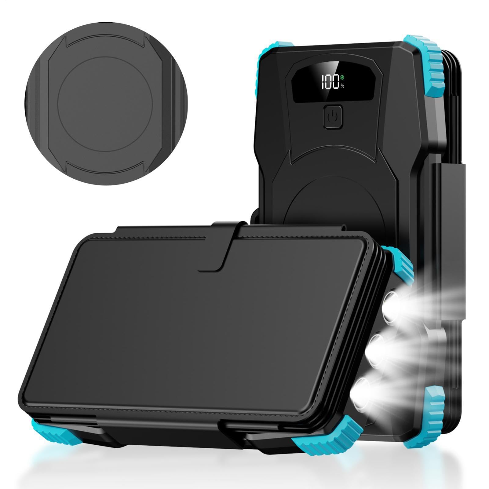 Cargador Solar 20000mAh Batería Externa Inalámbrica con Linterna