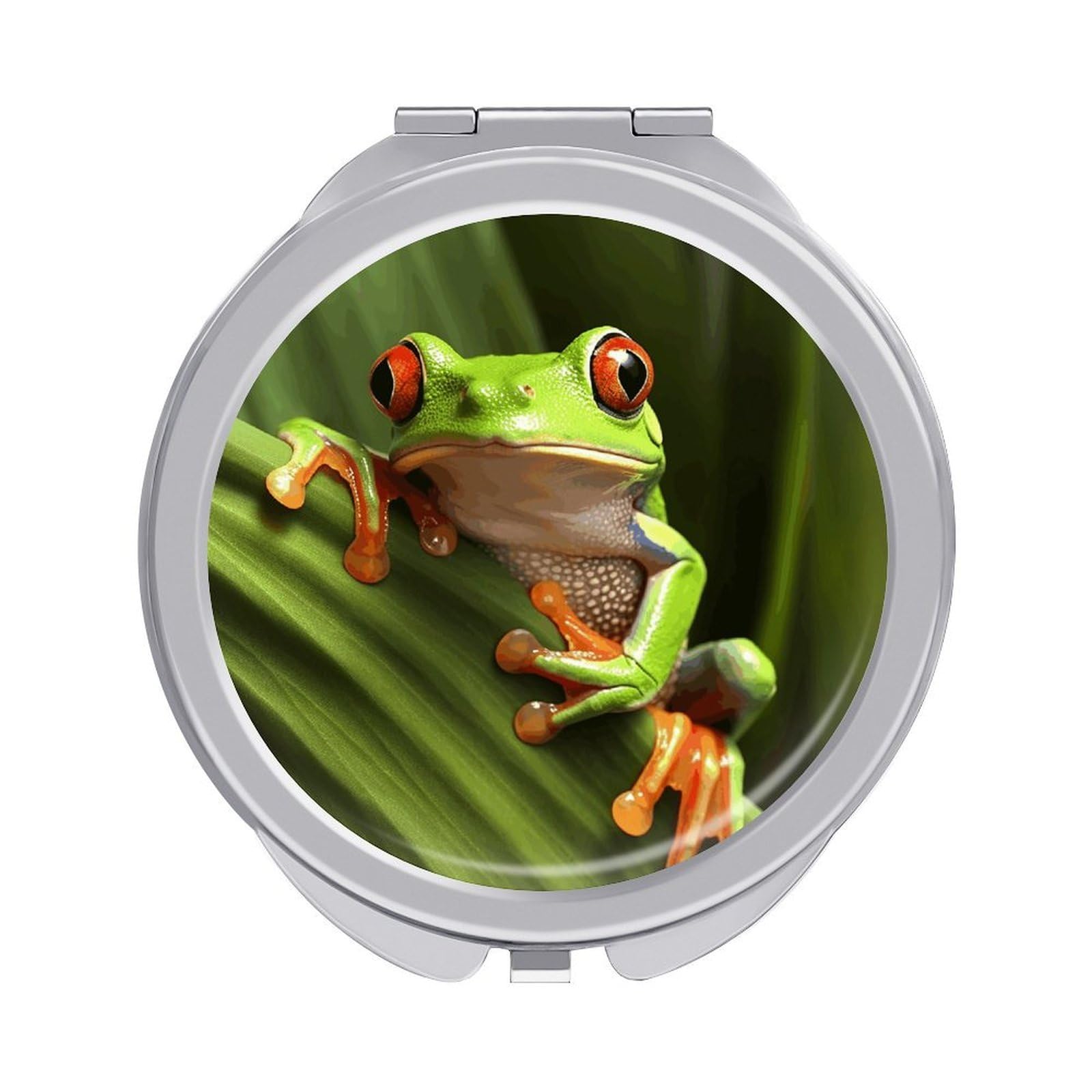 JTREHY Tree Frog Makeup Mirror Portable Folding Mirror Compact Travel Mirrors 2-Sided Round Pocket Mirrors Cute Handheld Beauty Mirror for Handbag Purse for Women Gift