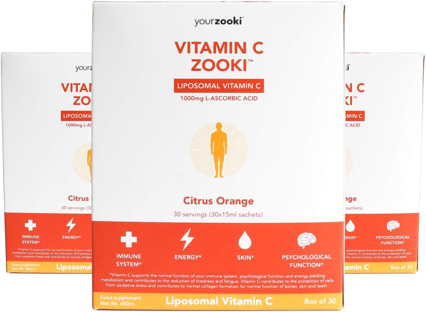 Zooki 1000mg Liposomal Vitamin C Liquid Sachets 4x Higher Absorption