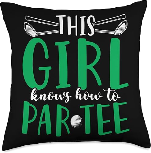 Miniatura 5 de This Girl Knows How To Par Cojín de golf, 16x16, multicolor