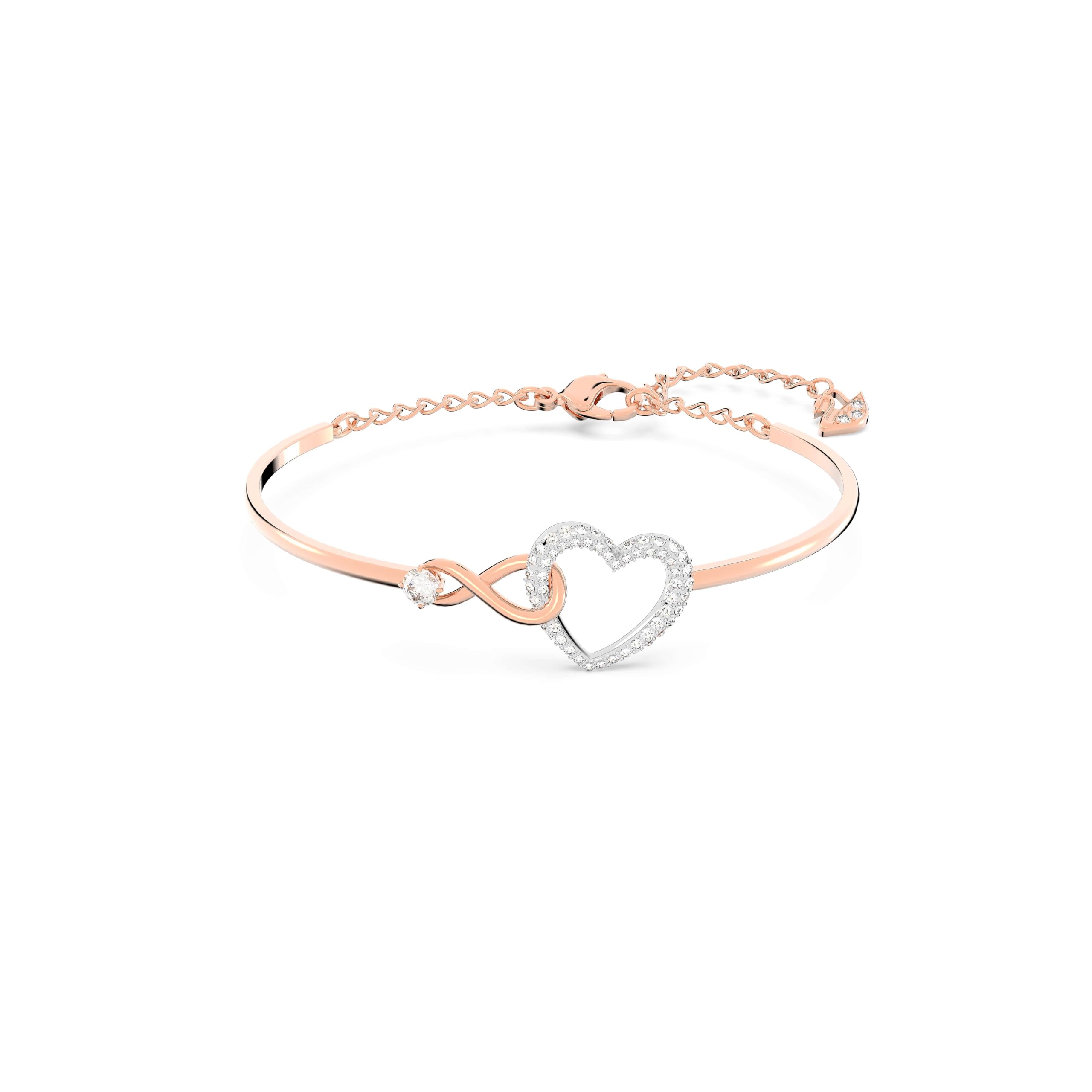 Swarovski Infinity bangle, Infinity and heart, White, Mixed metal finish