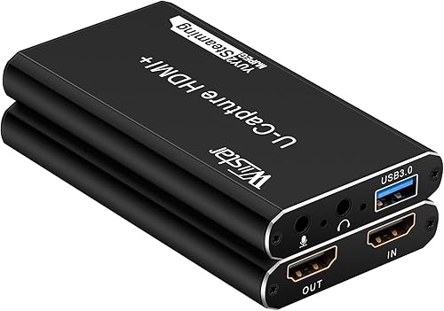 Wiistar Tarjeta de captura de video de audio USB 1080P60fps HDMI a USB3.0 Dispositivo de captura de video YUY2 con micrófono 4K30Hz HDMI Loopout