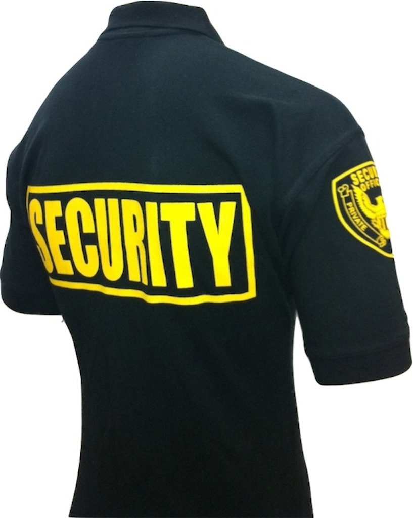 HPU Security Polo Shirt 100% Cotton Pre-Shrunk Deluxe Black with Gold Letters (S)