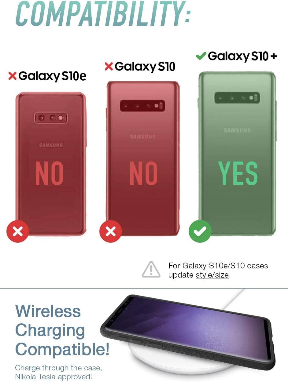 Smartish Galaxy S10 Plus Wallet Case - Wallet Slayer Vol. 1 [Protective Grip Credit Card Holder Cover for Samsung] (Silk) - Black Tie Affair