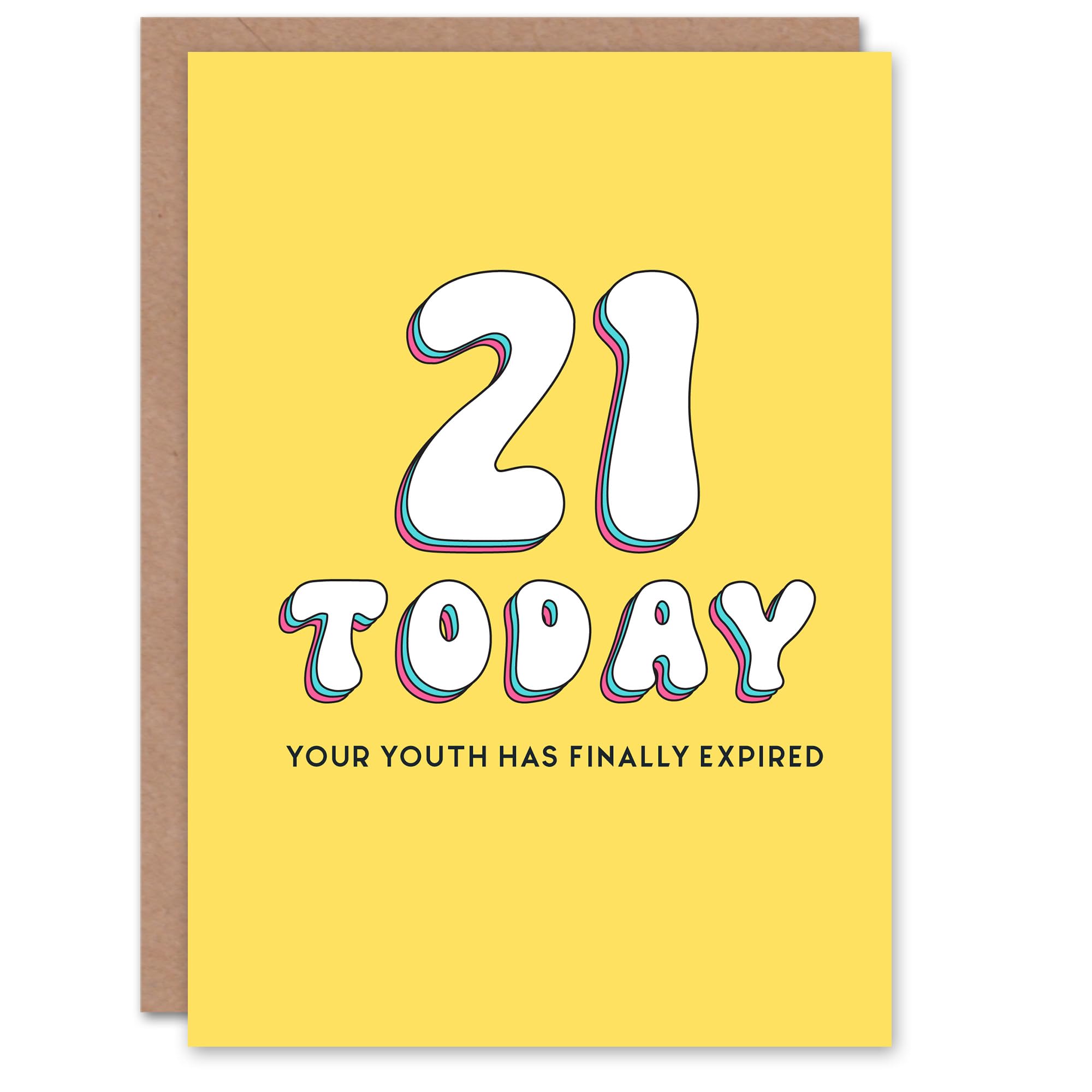 Artery8 Women's Greeting Card 21st Birthday Yellow