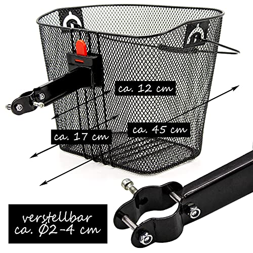 Rolektro Abnehmbarer 15L Fahrradkorb vorne Vorderradkorb One-klick Halterung Scooter-Korb Schwarz