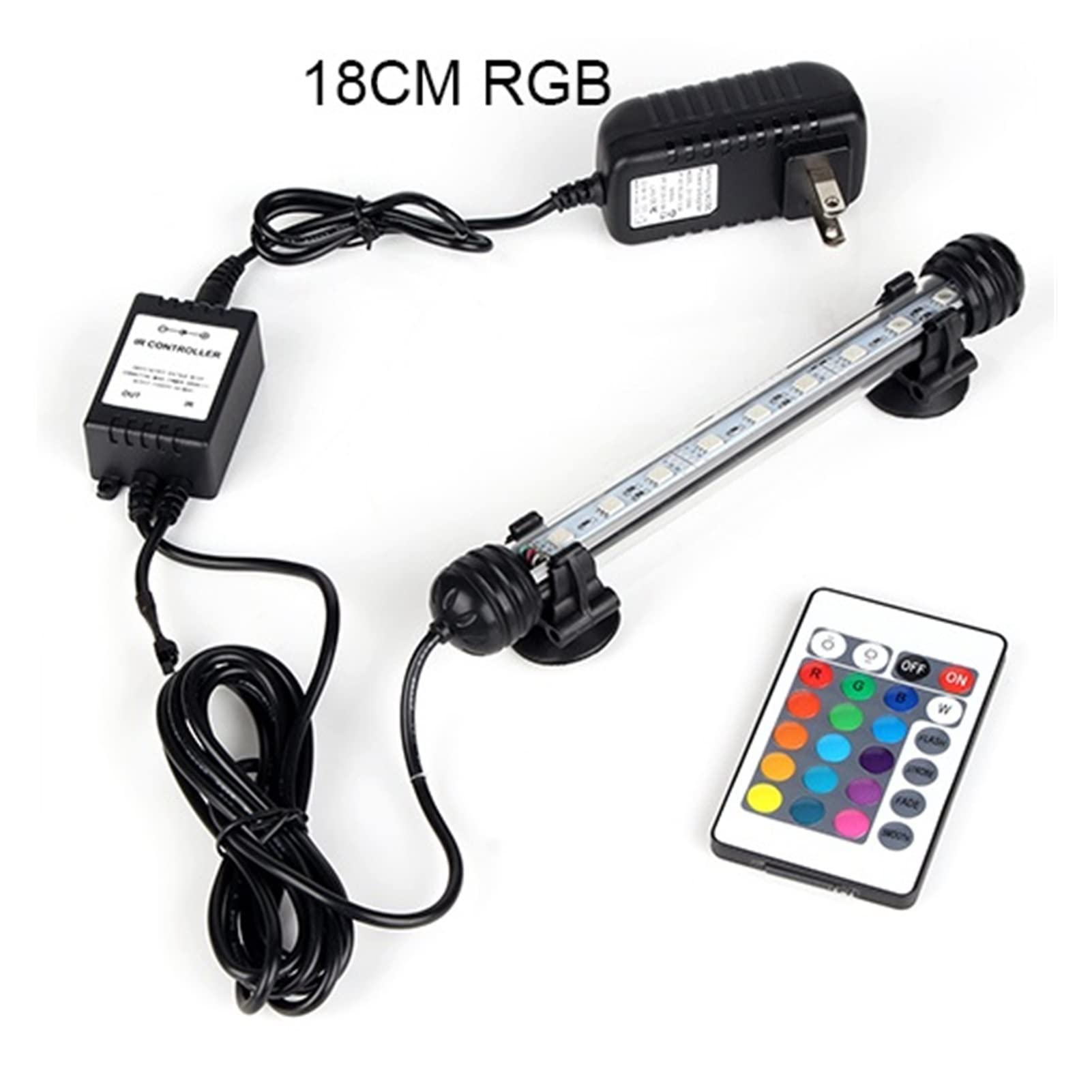 Acuario Remoto Luz Tanque de Peces Impermeable 5050 SMD LED Barra de luz Lámpara acuática Sumergible 18-48CM (Color : US 18CM)